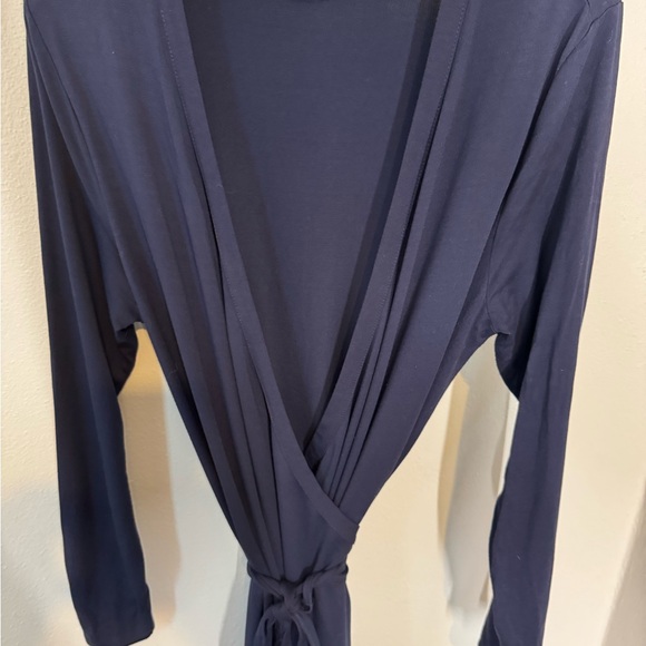 Boden Classic Knee-length Navy Wrap Dress Stretch Jersey, US size 14 - Picture 2 of 12